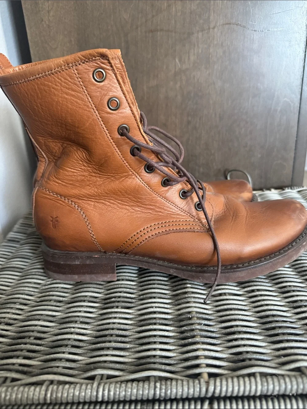 Women’s Frye Tan Leather Lace-Up Boots